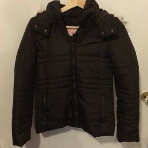 Pink envelope puffer jacket